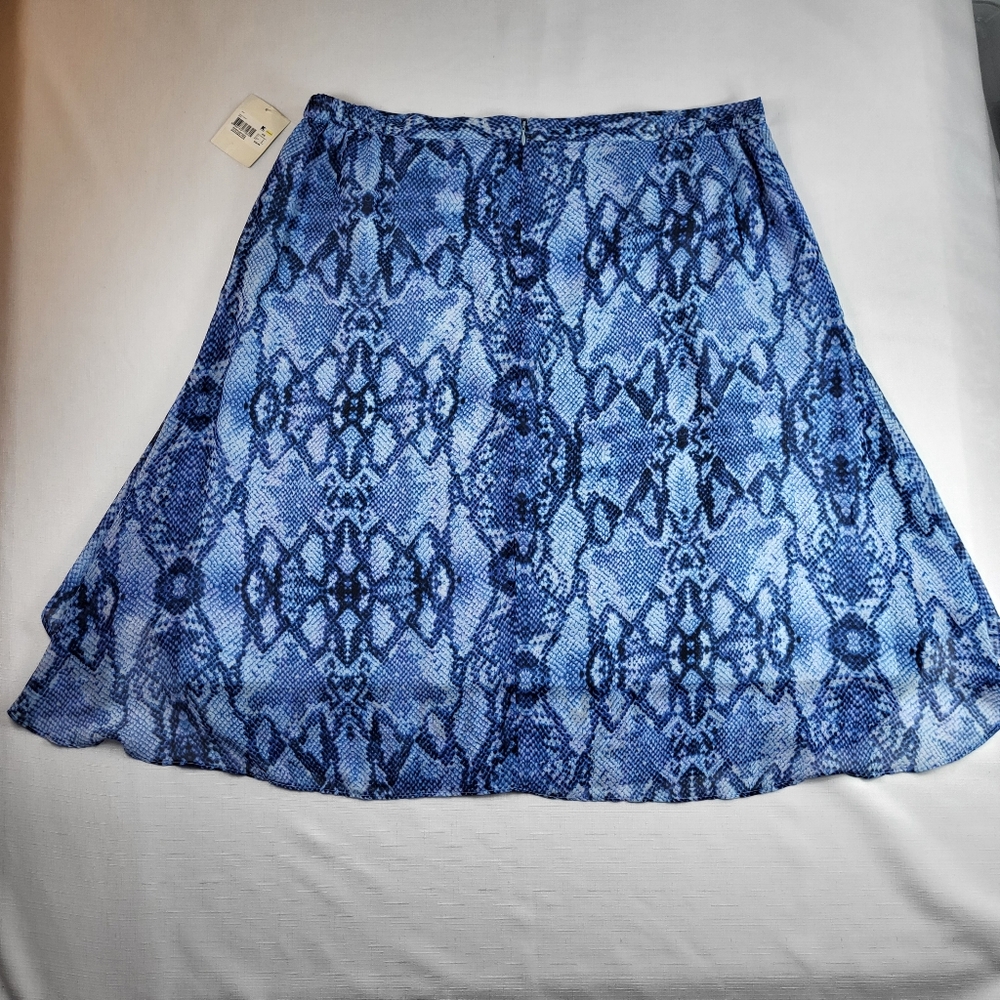 Jaclyn Smith SKIRT Womens Plus Size XXL Blue Snakeskin Design Chiffon Midi NWT - Picture 14 of 15